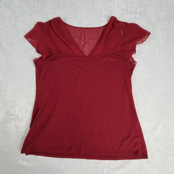 Express Y2K chiffon fluence woman's top maroon NWT Size XL Office Work wear - Picture 3 of 7